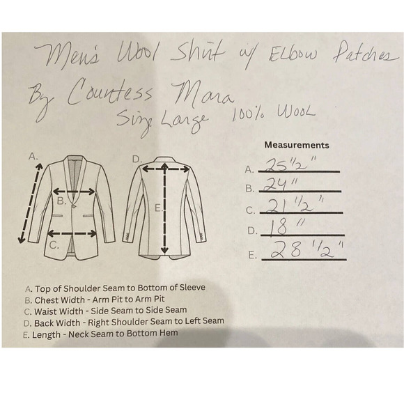 Vintage Countess Mara 100% Wool Button Up Shirt Elbow Patches Chin Strap Men M - Picture 14 of 16